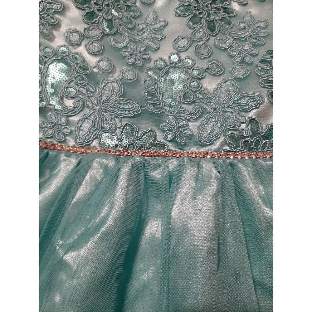 6X Rare Editions Blue Embroidered Sequin Rhinestone Formal Holiday Pageant Dress